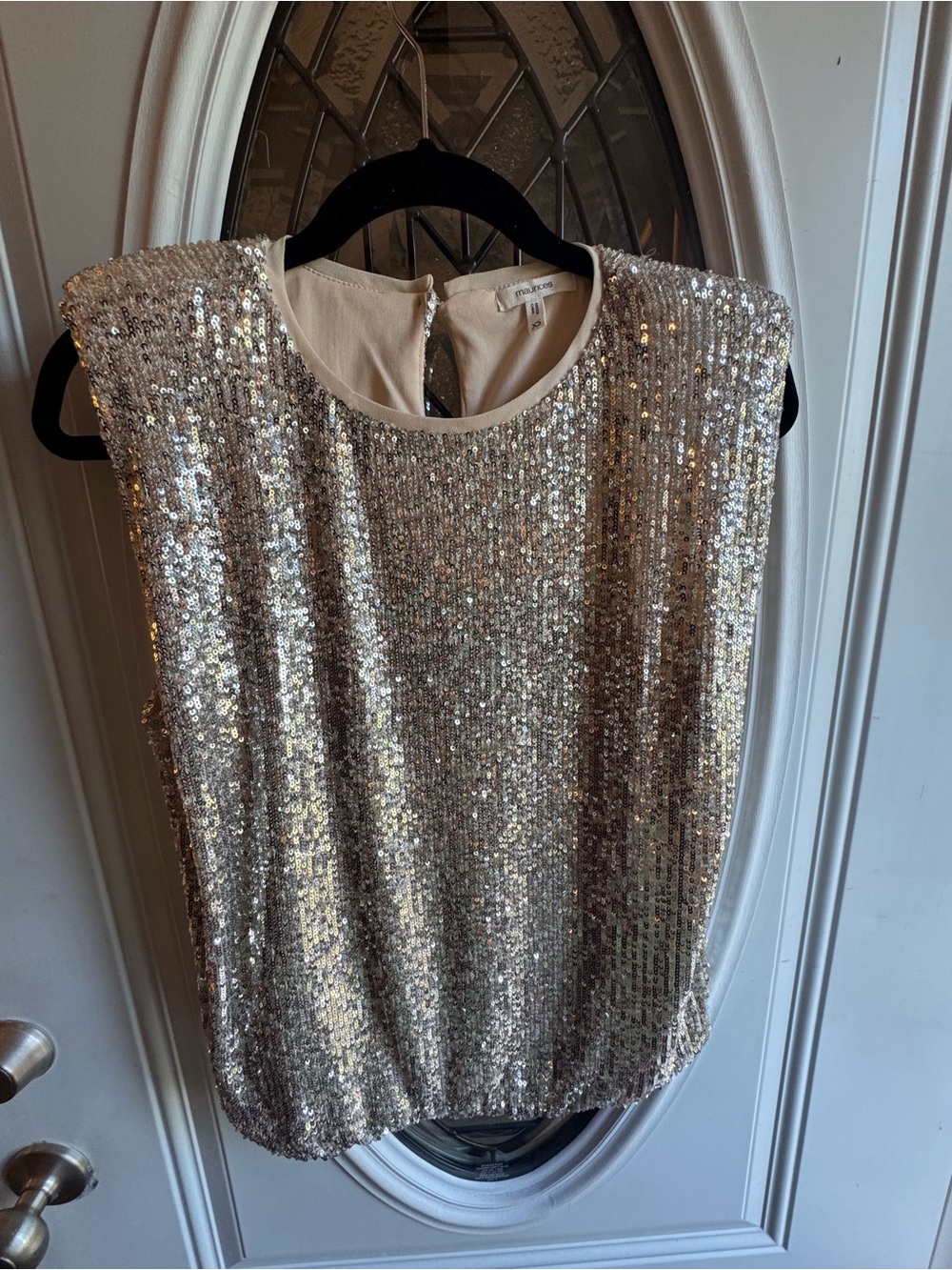 Maurices XS Champagne Silver Sequin Sleeveless Party Holiday Top